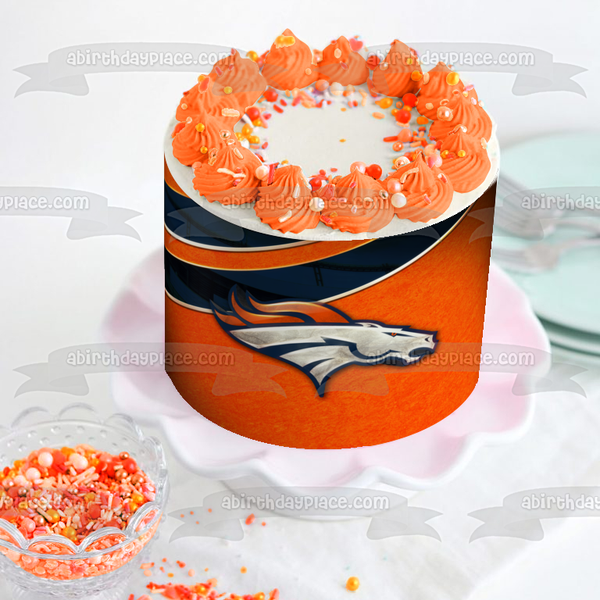 Denver Broncos Primary Logo NFL Orange Blue Edible Cake Topper Image ABPID06458
