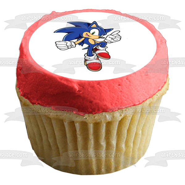 Sonic the Hedgehog with a  White Background Edible Cake Topper Image ABPID06459