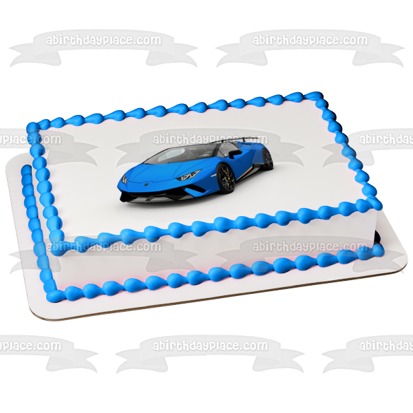 Blue Lamborghini with a White Background Edible Cake Topper Image ABPID06468