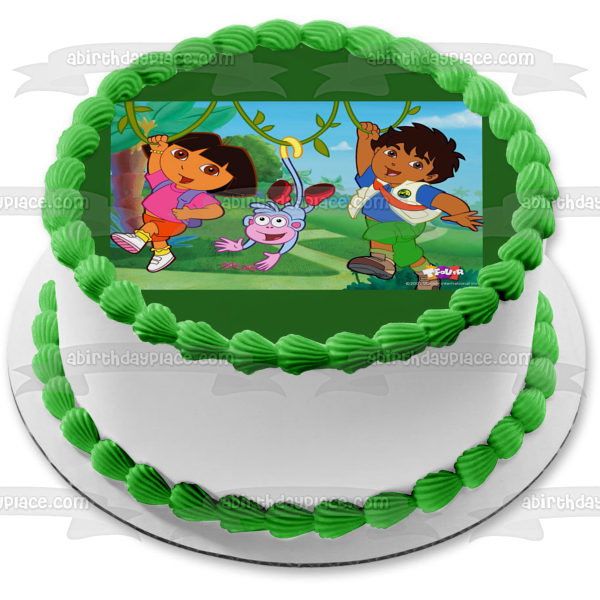 Dora the Explorer Go Diego Go Boots Edible Cake Topper Image ABPID06291