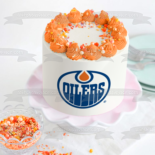 Edmonton Oilers Logo NHL Professional Hockey League Edible Cake Topper Image ABPID06492
