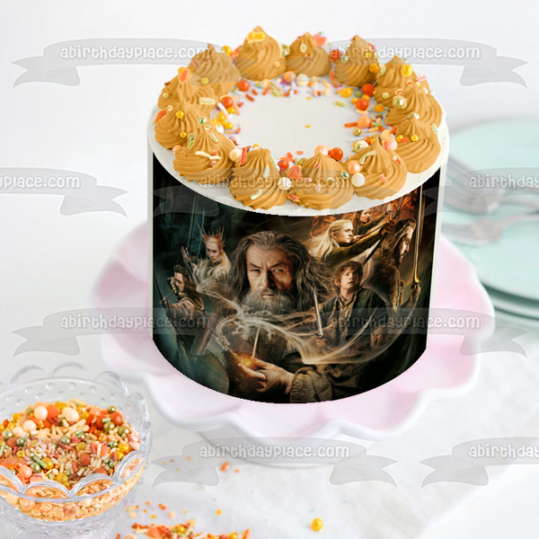 The Hobbit Gandalf Bilbo Thorin Legolas Thranduil Tauriel and Bard Edible Cake Topper Image ABPID06498