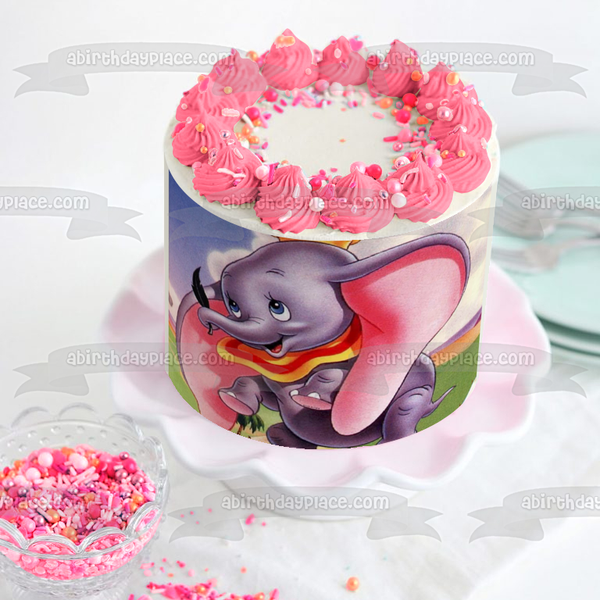 Dumbo Clouds and a Feather Edible Cake Topper Image ABPID06506
