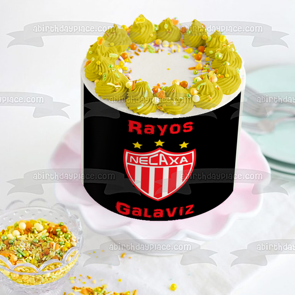 Club Necaxa Logo Soccer Football and Rayos Galaviz Edible Cake Topper Image ABPID06605