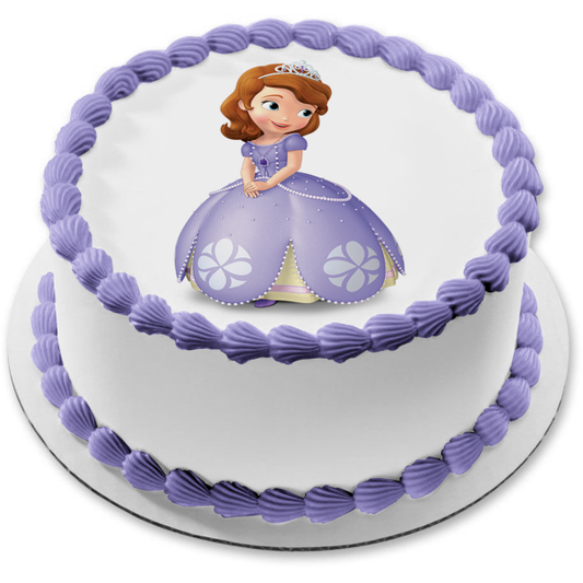 Princesa Sofía, vestido de fiesta y tiara, decoración comestible para tarta, imagen ABPID06511 