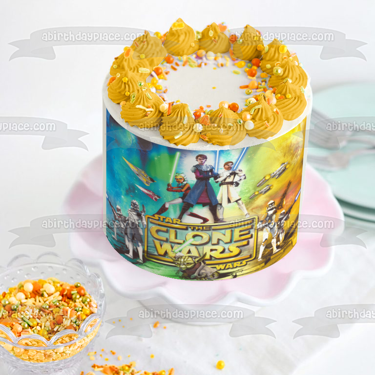Star Wars: The Clone Wars Yoda Luke Skywalker Storm Troopers and Ahsoka Tano Edible Cake Topper Image ABPID06515