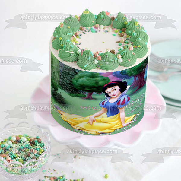 Snow White Trees and Flowers Edible Cake Topper Image ABPID06647
