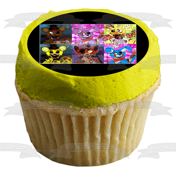 Five Nights at Freddy's Freddy Fazbear Bonnie Foxy Golden Freddy and Chico the Duck Edible Cake Topper Image ABPID06573