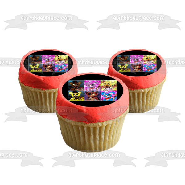 Five Nights at Freddy's Freddy Fazbear Bonnie Foxy Golden Freddy and Chico the Duck Edible Cake Topper Image ABPID06573