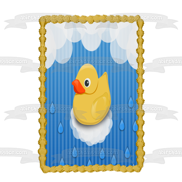 Rubber Ducky Bubbles and Water Drops Edible Cake Topper Image ABPID06594