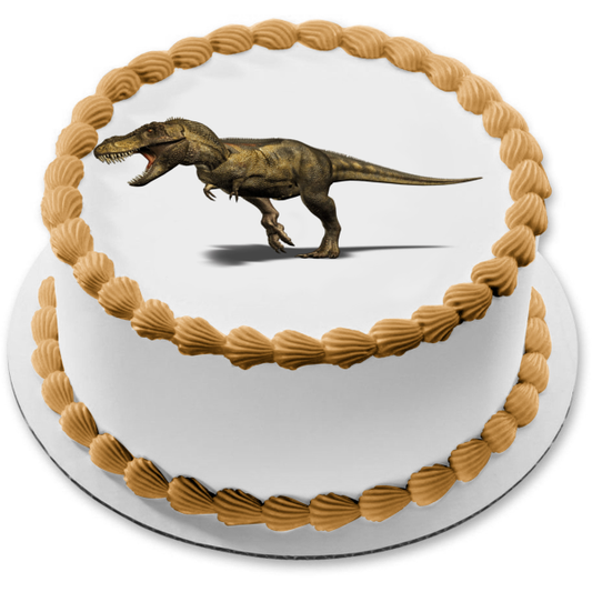 Dinosaurio Tyrannosaurus Rex con fondo blanco Imagen comestible para decoración de tarta ABPID06665 