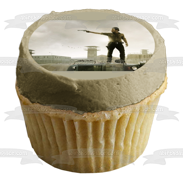 The Walking Dead Rick with a  Grey Clouds Background Edible Cake Topper Image ABPID06817