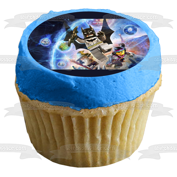 Figura decorativa comestible para tarta LEGO Movie Batman Wyldstyle y Vitruvius Flying ABPID06697 