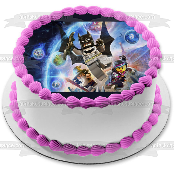 Figura decorativa comestible para tarta LEGO Movie Batman Wyldstyle y Vitruvius Flying ABPID06697 