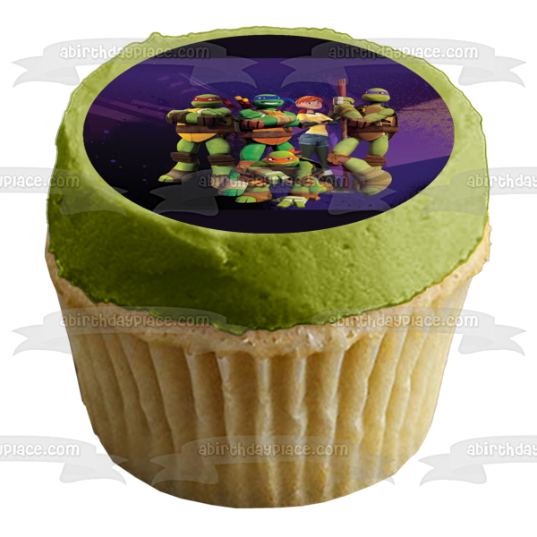 Teenage Mutant Ninja Turtles Donatello Michaelangelo Leonardo Raphael Tmnt and April O'Neill Tmnt Edible Cake Topper Image ABPID06833