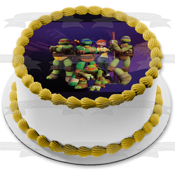 Teenage Mutant Ninja Turtles Donatello Michaelangelo Leonardo Raphael Tmnt and April O'Neill Tmnt Edible Cake Topper Image ABPID06833