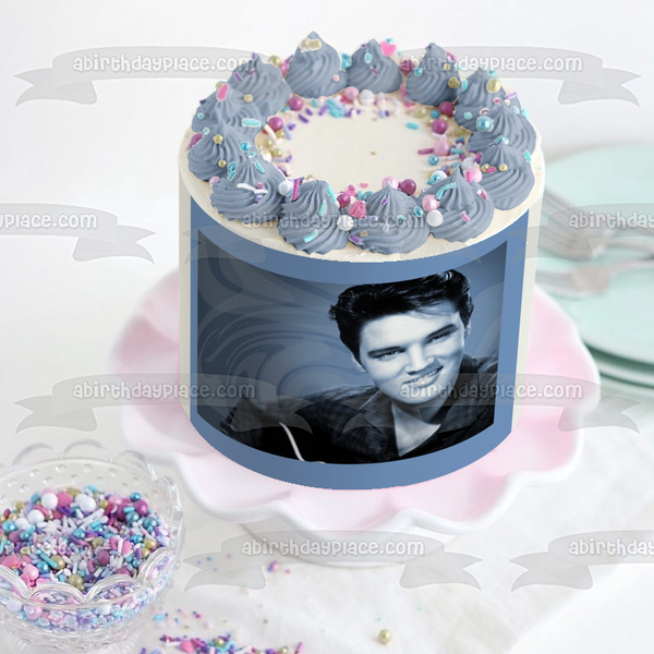 Elvis Presley the King Black and White Edible Cake Topper Image ABPID06707