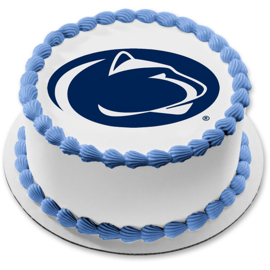 Penn State Logo Blue and White Edible Cake Topper Image ABPID06756