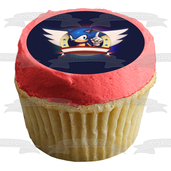 Sonic the Hedgehog Wings Stars and a Red Banner Edible Cake Topper Image ABPID06767