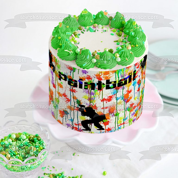 Paintball Splattered Background Players Edible Cake Topper Image ABPID06884