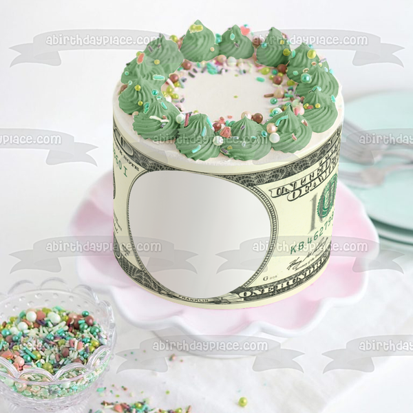 100 Dollar Bill Personalize Edible Cake Topper Image Frame ABPID06886