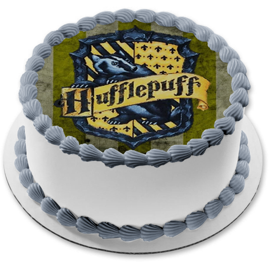 Harry Potter Hufflepuff House Logo Wizarding Edible Cake Topper Image ABPID03540