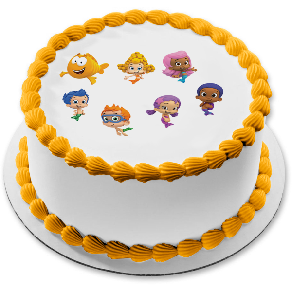 Bubble Guppies Log Gil Molly Deema Goby Oona and Nonny Edible Cake Topper Image ABPID06787