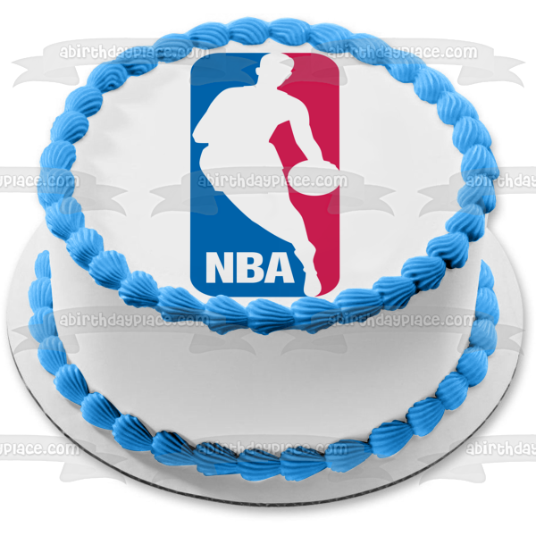 NBA National Basketball Association Red White and Blue Logo Edible Cake Topper Image ABPID06789
