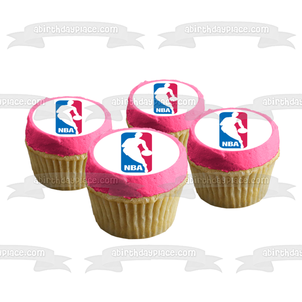 NBA National Basketball Association Red White and Blue Logo Edible Cake Topper Image ABPID06789