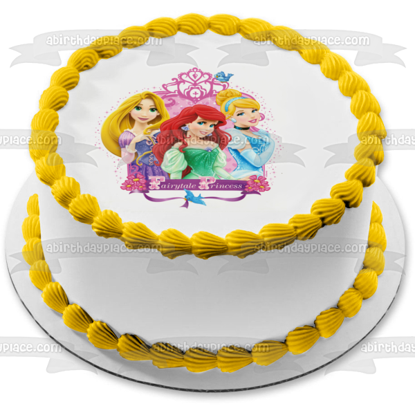 Princess Fairytale Aurora Ariel and Cinderella Edible Cake Topper Image ABPID06913