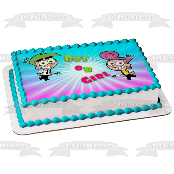 Fairly Little One Fairly Odd Parents Boy or Girl for Your Gender Reveal Edible Cake Topper Image ABPID55285