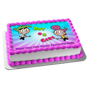 Fairly Little One Fairly Odd Parents Boy or Girl for Your Gender Reveal Edible Cake Topper Image ABPID55285