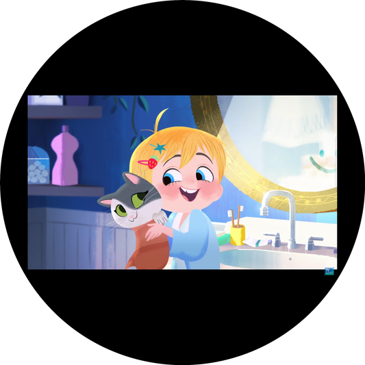 Little Ellen Huggig a Kitten Edible Cake Topper Image ABPID55335