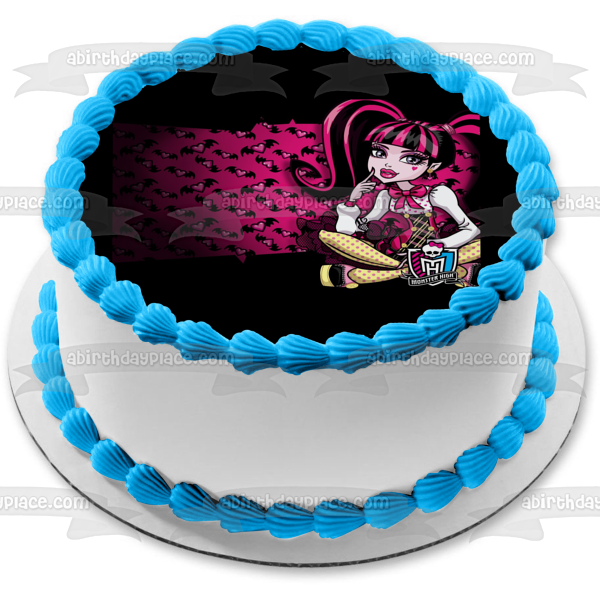 Monster High Draculaura Bats and Hearts Edible Cake Topper Image ABPID06926
