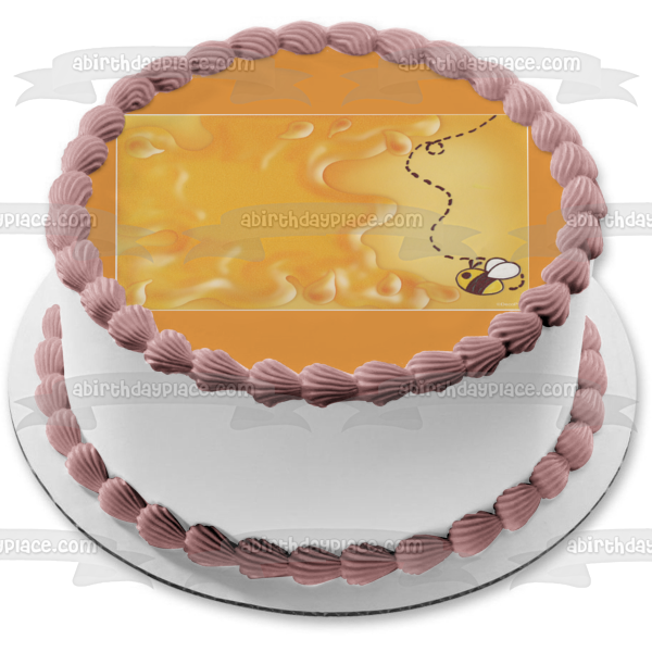 Winnie the Pooh Bumblebee Honey Background Edible Cake Topper Image ABPID07025