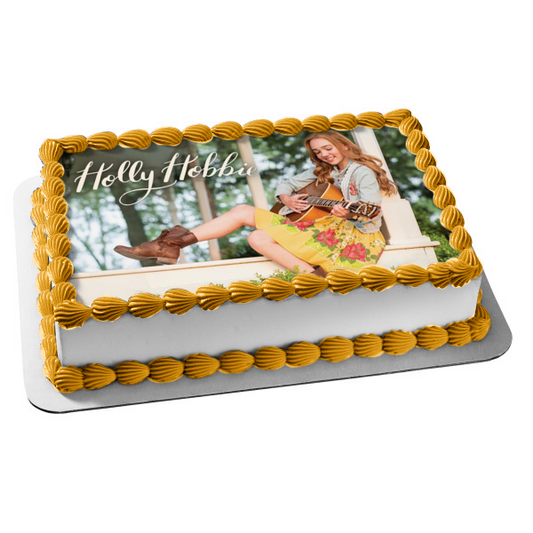 Holly Hobbie tocando la guitarra decoración comestible para tarta imagen ABPID55296 
