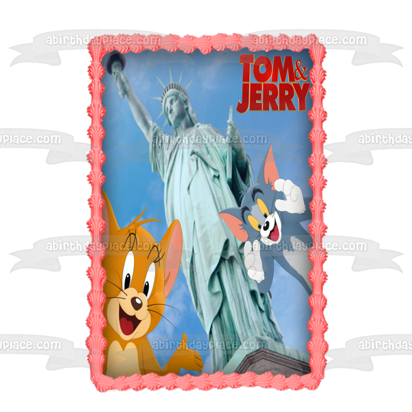 Tom & Jerry In New York Statue of Liberty Edible Cake Topper Image ABPID55352