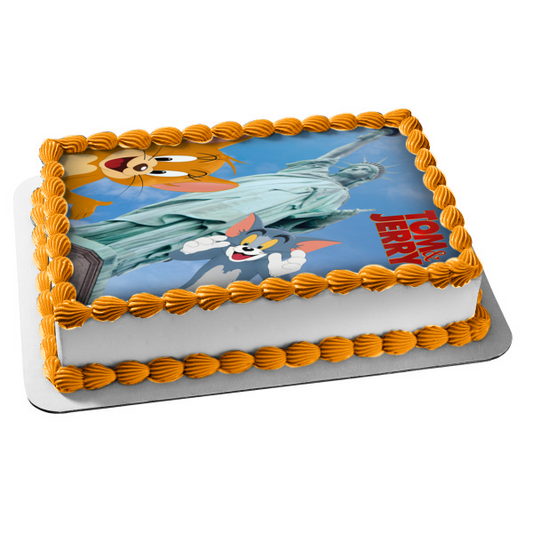 Tom & Jerry In New York Statue of Liberty Edible Cake Topper Image ABPID55352