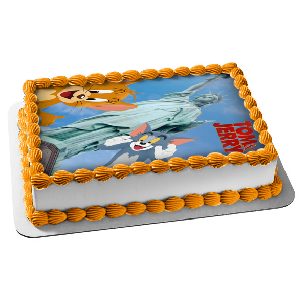 Tom & Jerry In New York Statue of Liberty Edible Cake Topper Image ABPID55352