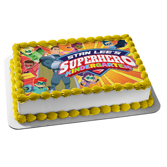 Stan Lee's Superhero Kindergarten Captain Fantastic Lin Choi Vik Pedro Jet Billy Putty Edible Cake Topper Image ABPID55355