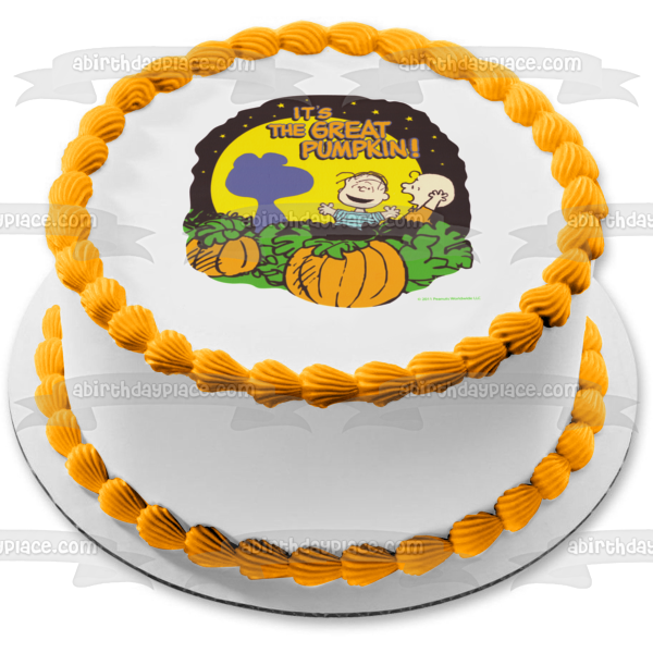 Peanuts Snoopy Charlie Brown and Linus It's the Great Pumpkin Edible Cake Topper Image ABPID07041