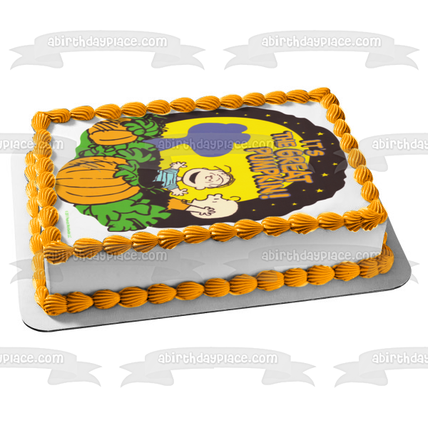 Peanuts Snoopy Charlie Brown and Linus It's the Great Pumpkin Edible Cake Topper Image ABPID07041