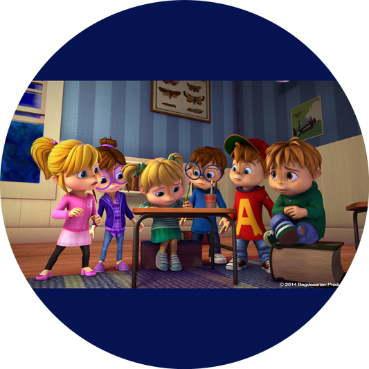 Alvinn!!! Y las Ardillas Jenette Eleanor Brittany Alvin Simon Theodore Imagen comestible para decoración de tarta ABPID55314 