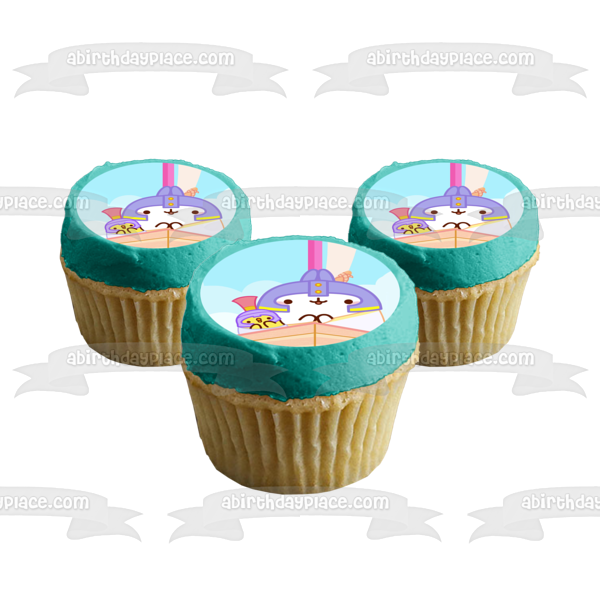 Molang and Piu Piu In a Boat Edible Cake Topper Image ABPID55369