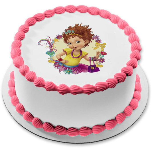 Fancy Nancy Wreath of Flowers Edible Cake Topper Image ABPID55372