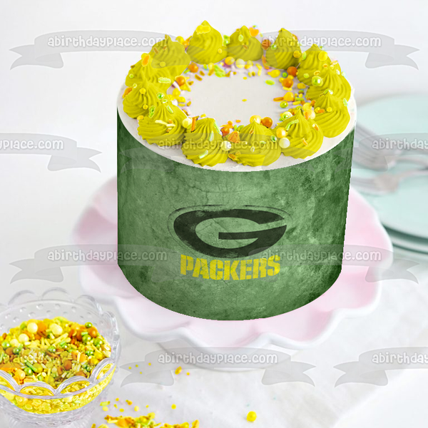Green Bay Packers Logo NFL on a Green Background Edible Cake Topper Image ABPID07054