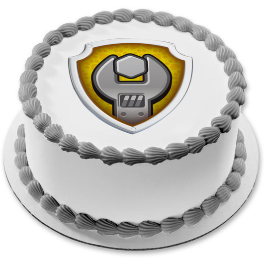 Paw Patrol Rubble Badge Edible Cake Topper Image ABPID07062