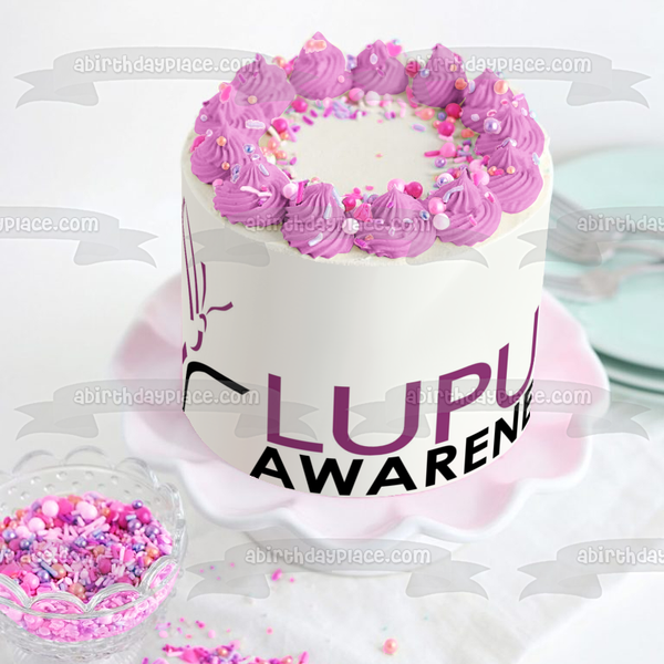 Lupus Awareness Logo and a White Background Systemic Lupus Erythematosus Edible Cake Topper Image ABPID07076