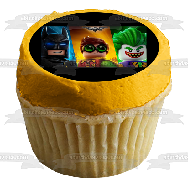 LEGO Batman Logo The Joker and Robin Edible Cake Topper Image ABPID07127
