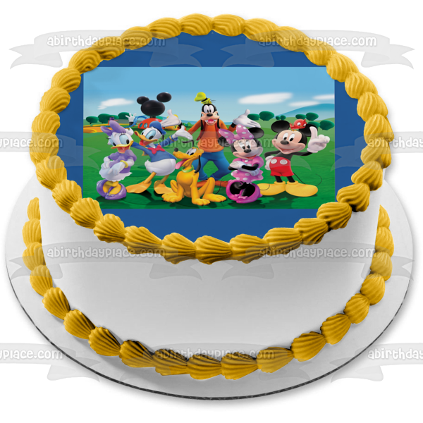 Mickey Mouse Clubhouse Minnie Mouse Goofy Pluto Donald Duck and Daisy Duck Edible Cake Topper Image ABPID07138
